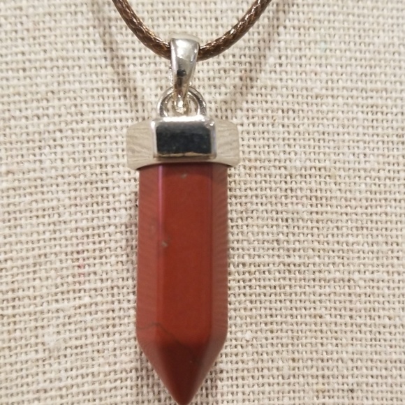 Brown Leather Point Pendant Necklace - Picture 4 of 5